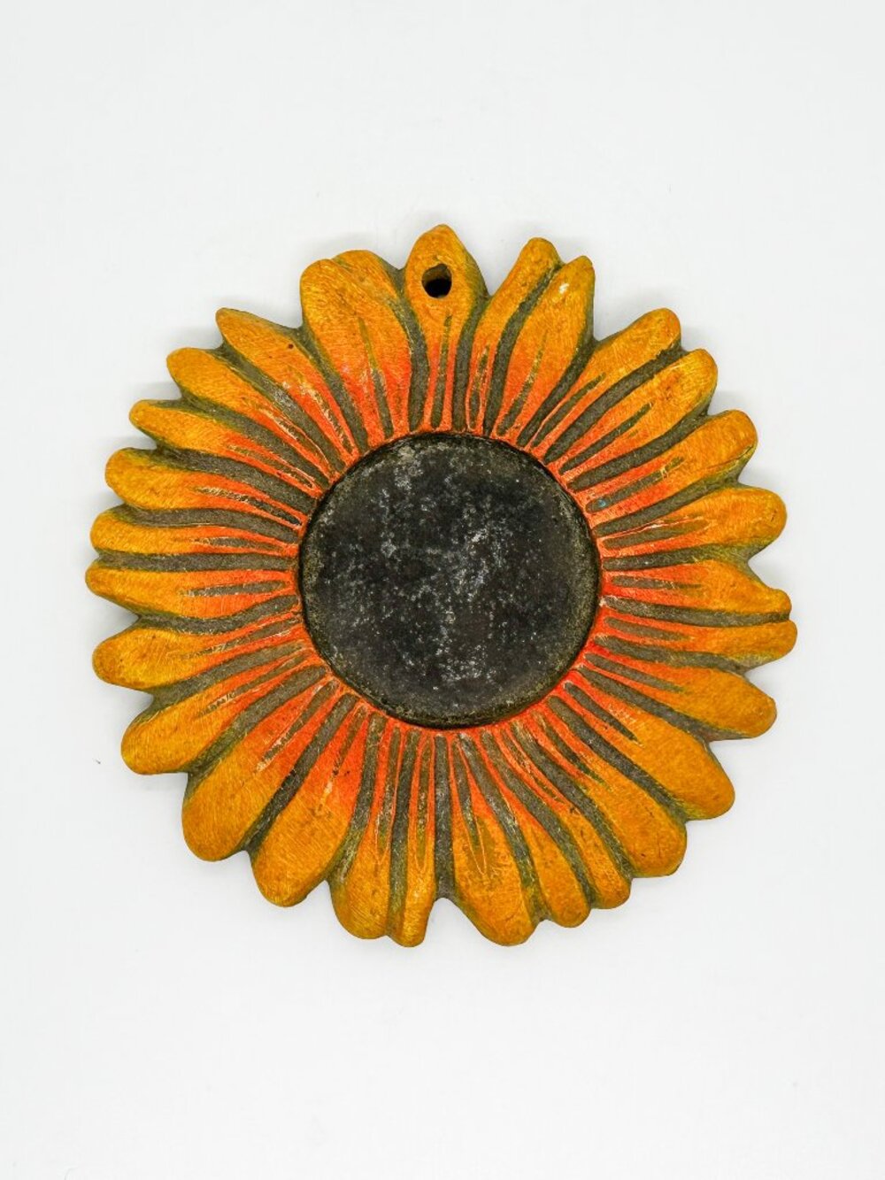 Vintage Chalkware Sunflower Flower Wall Hanging Trinket Dish Boho Cottagecore